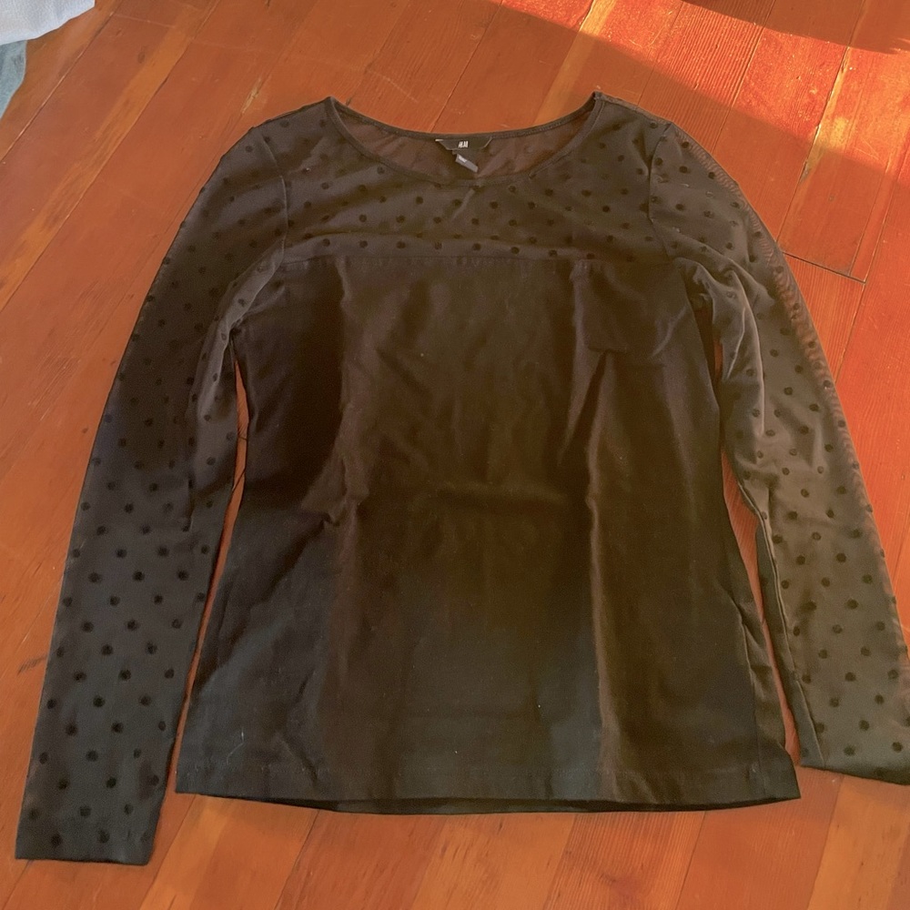 H&M - Sheer Sleeved Polka Dot Shirt